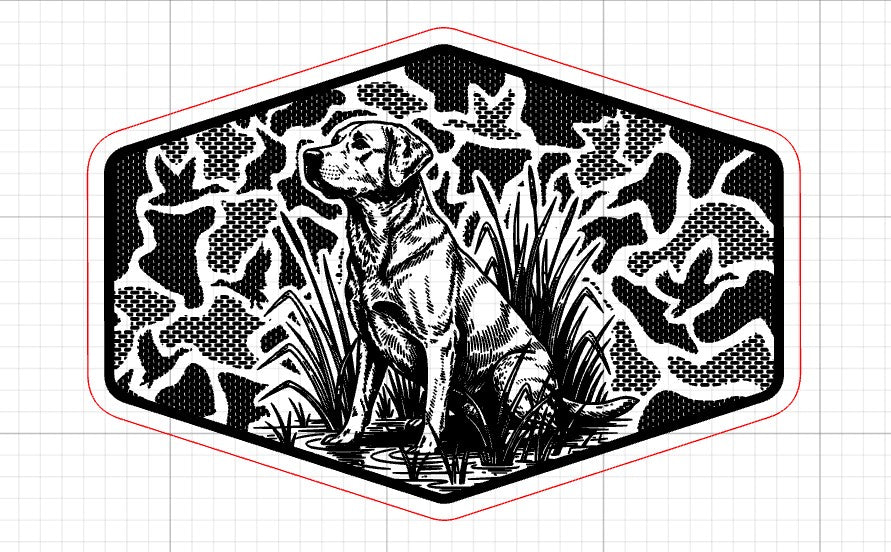 Camo Retriever Hunting Dog SVG - Laser Engraving File for Hat Patches