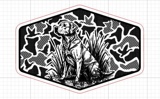 Camo Retriever Hunting Dog SVG - Laser Engraving File for Hat Patches