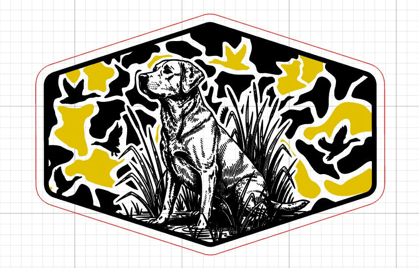 Camo Retriever Hunting Dog SVG - Laser Engraving File for Hat Patches